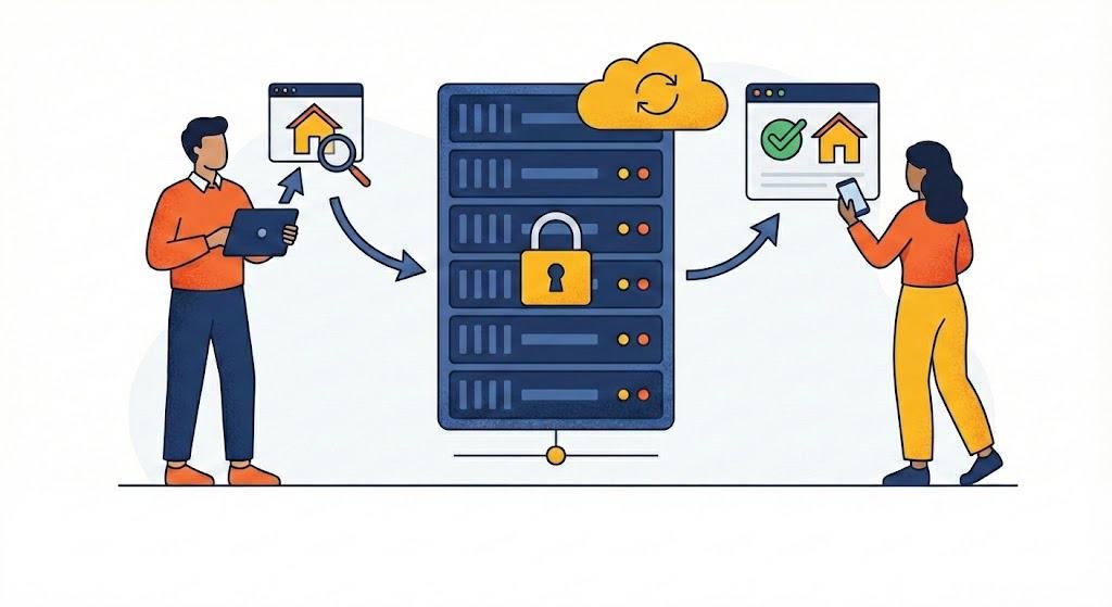 Pilot Private Rented Sector Data storage and cloud synchronisation illustration created by Tenant Hive in preparation for Renters' Right Act 2025 implementation.