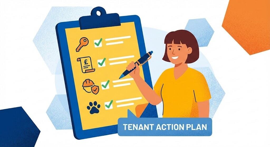 Tenant filling out Renters' Right Act 2025 checklist prepared by Tenant Hive (www.tenanthive.co.uk)