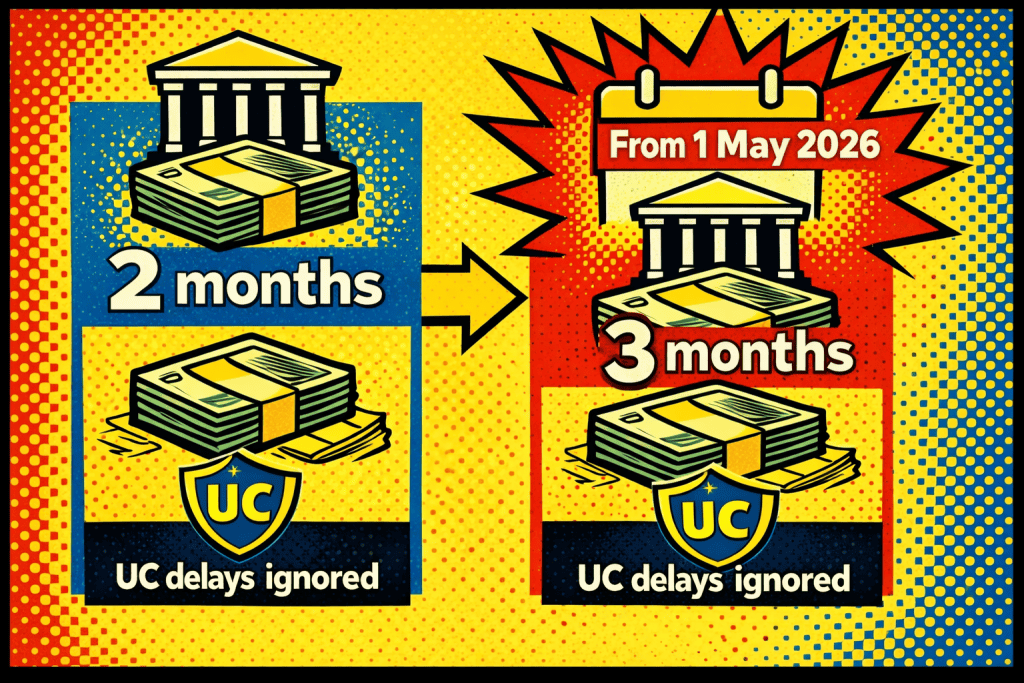 Changes in Universal Credit delay durations illustrated and the Renters Right Act 2025 analysis by Tenant Hive.